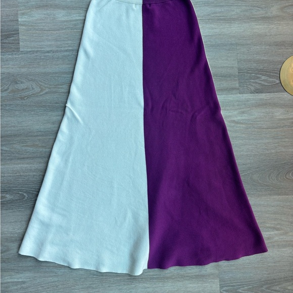 Derek Lam Collective Black Purple Colorblock Stretchy Knit A-line Maxi S… - Picture 2 of 4